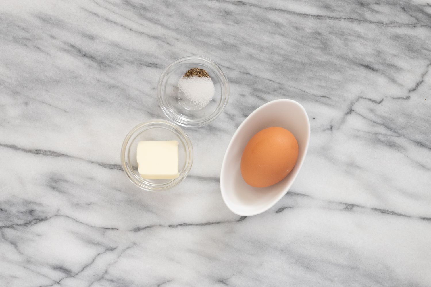 Ingredients for egg over easy recipe gathered