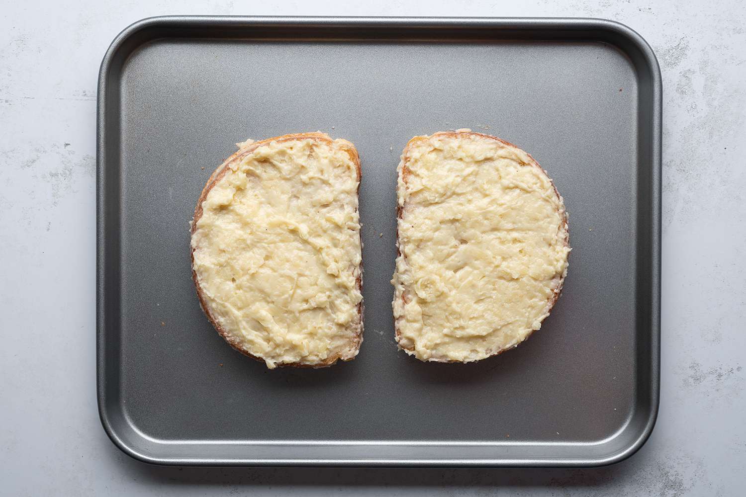 Sandwiches coated with a cheese mixture