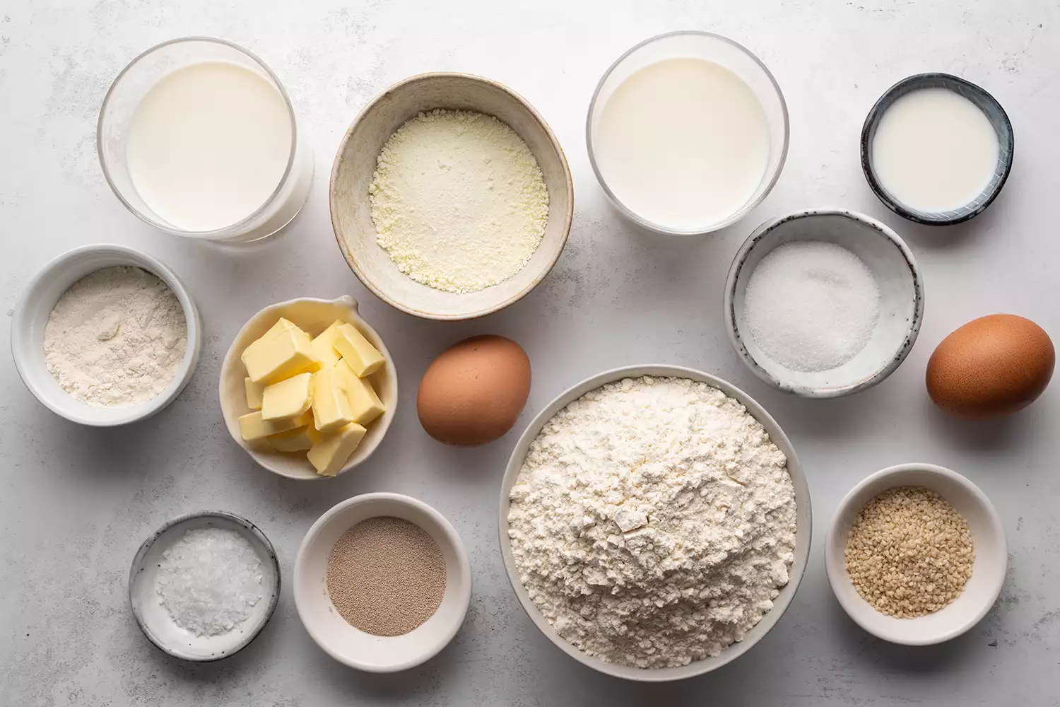 Ingredientes para fazer pães brioche