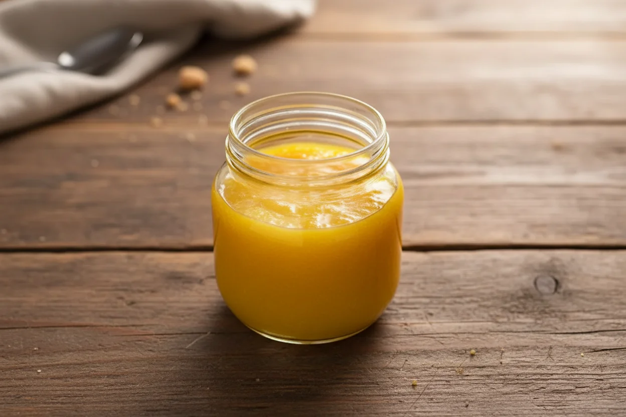 Lemon curd em um recipiente de vidro 