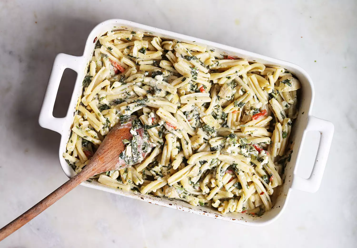 massa misturada com feta