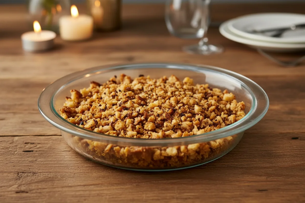 Migalhas de pão em uma tigela