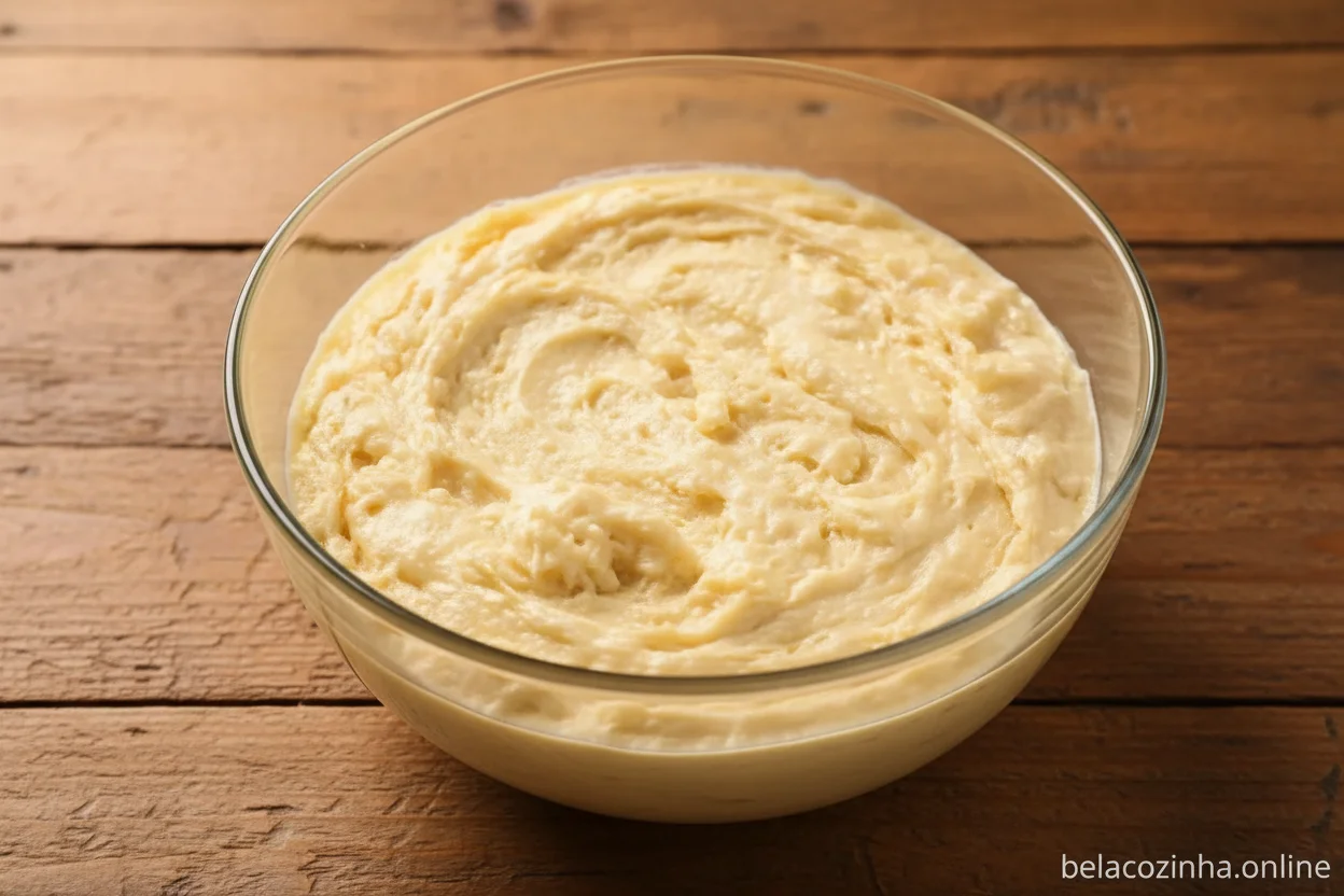 Uma tigela de massa de bolo