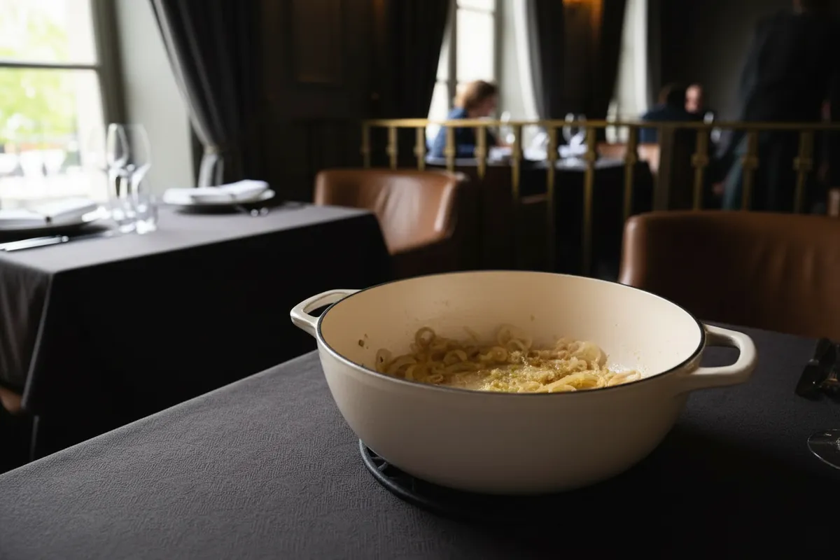 Alho e cebola sendo cozidos em uma panela