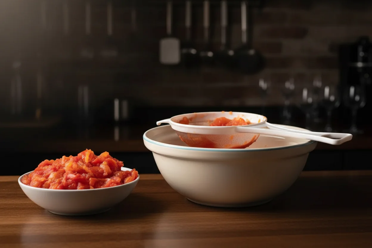 Tomates passados por uma peneira