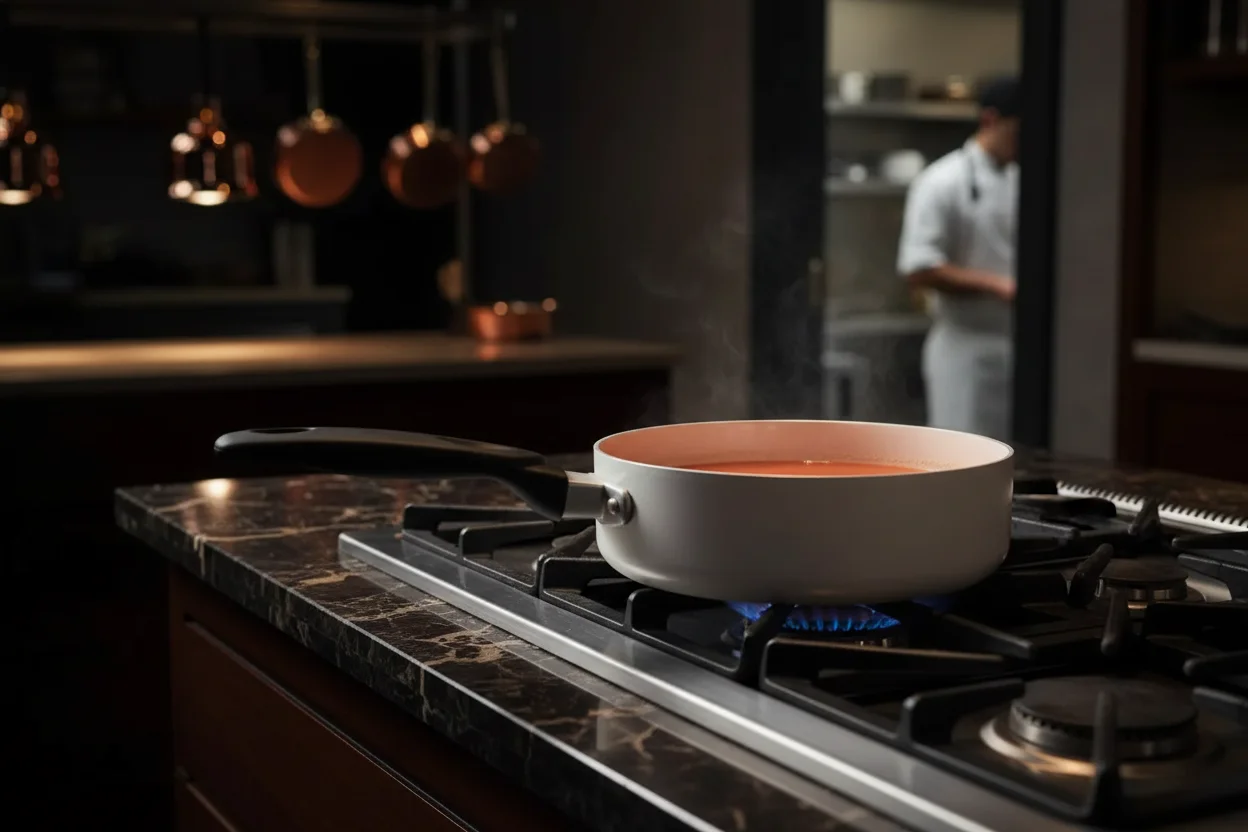 Suco de tomate em uma panela