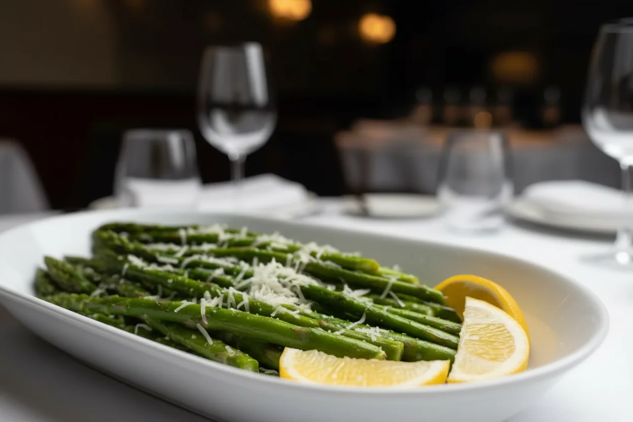 aspargos com limão, alho e queijo parmesão
