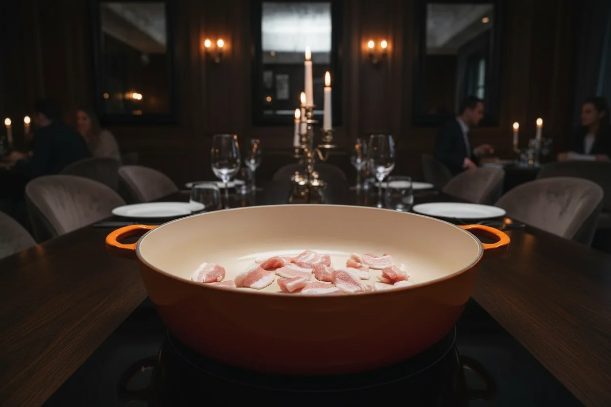 bacon cozinhando em uma frigideira