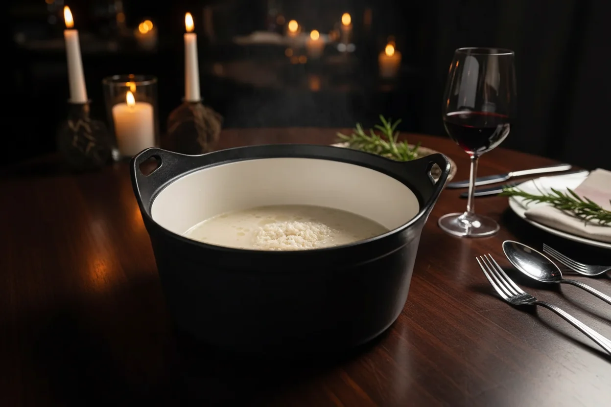 Arroz e água em uma panela