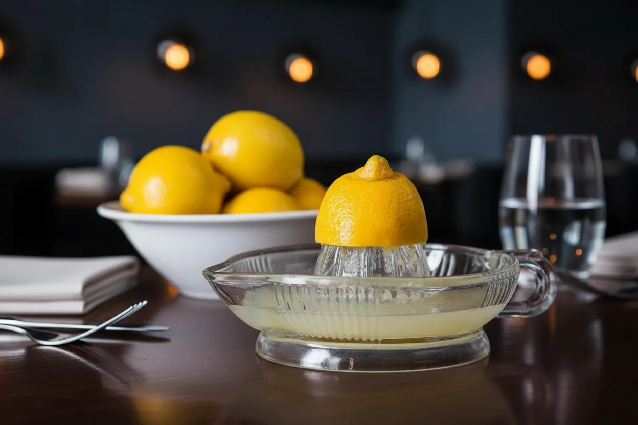 Esvaziando Limões Frescos para a Limonada de Framboesa