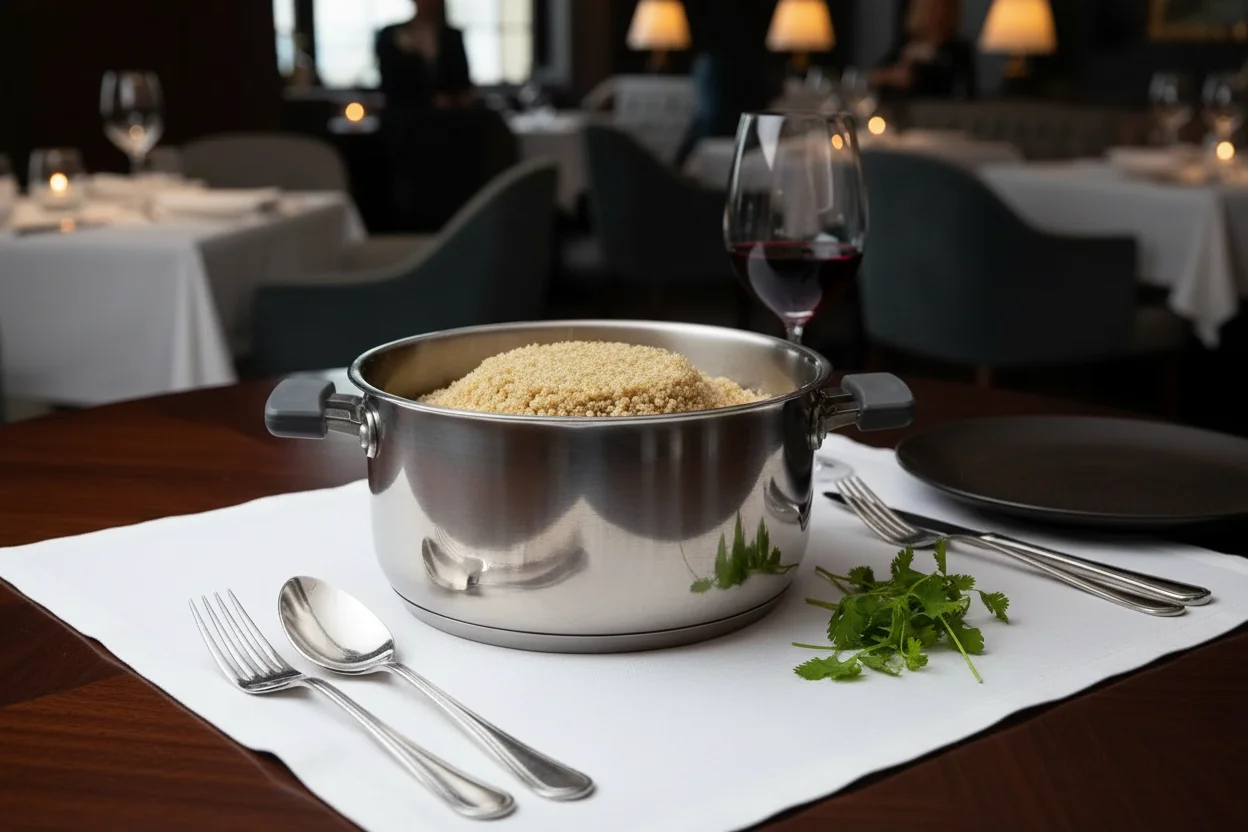 quinoa na panela de pressão pronta para cozinhar