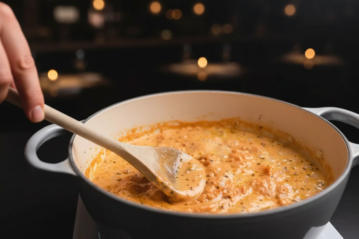 Misturando leite não lácteo e abóbora na panela