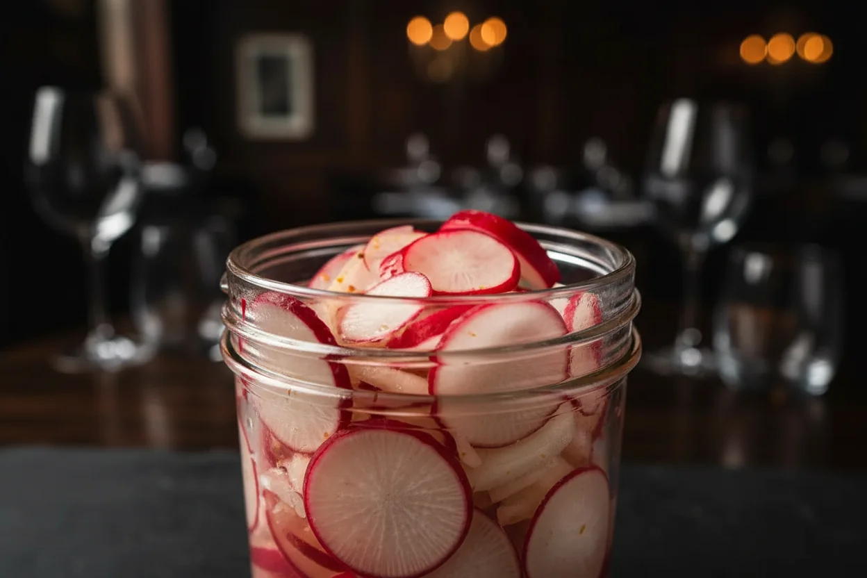 Mistura de rabanete e cebola em um jarro