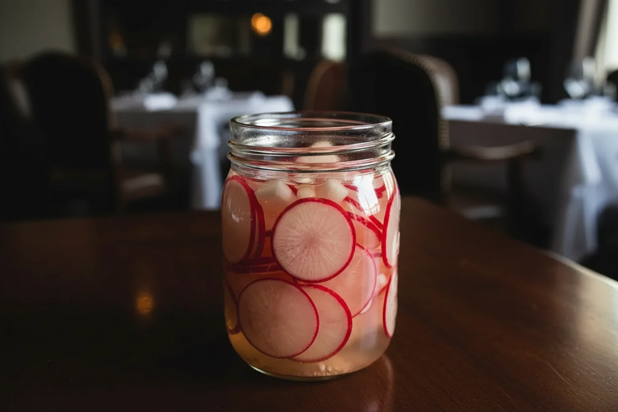 Rabanete fermentado em um jarro