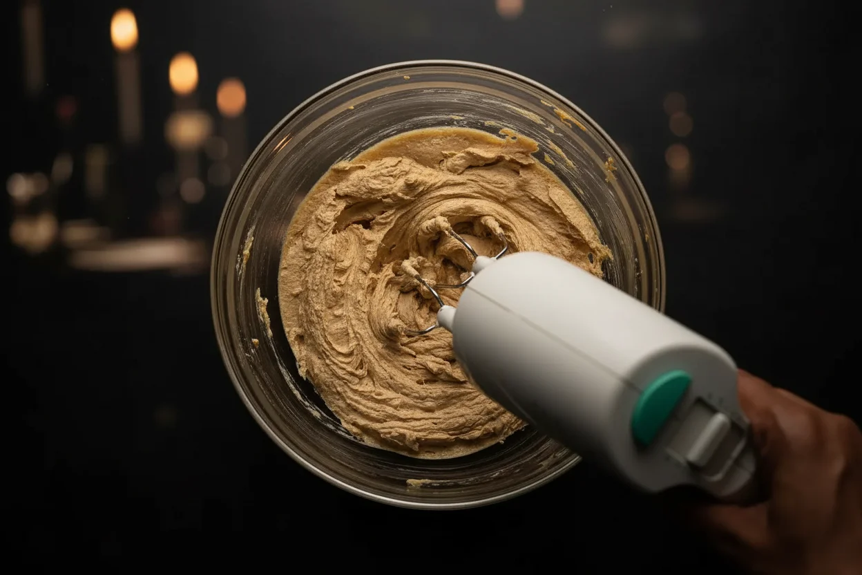 Açúcar e manteiga adicionados à mistura