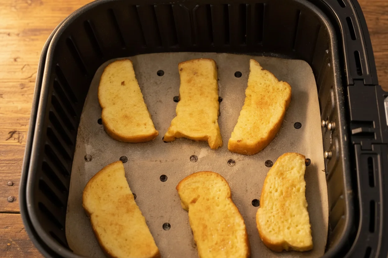 torradas francesas na air fryer prontas para cozinhar