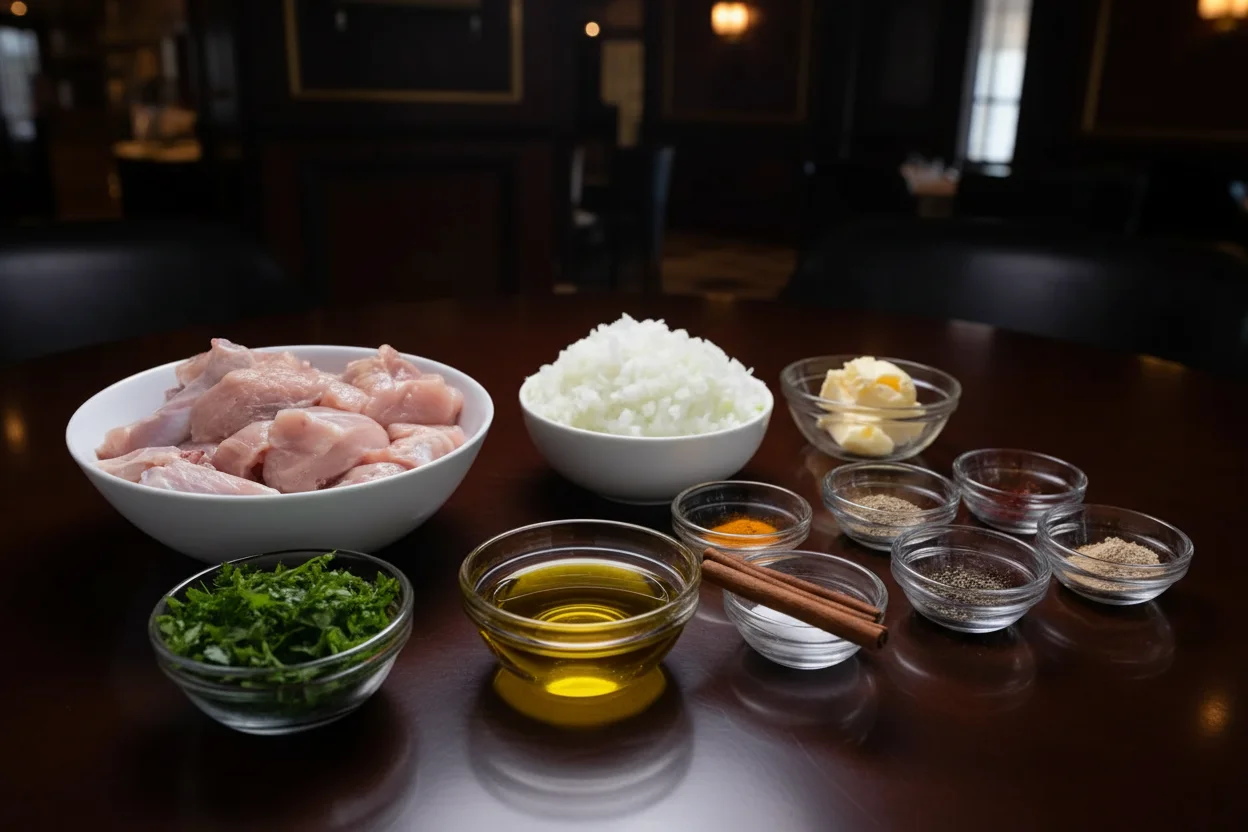 Ingredientes para o frango marroquino com açafrão