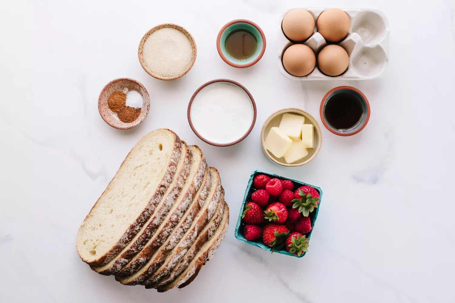 ingredientes para torrada francesa de fermentação natural
