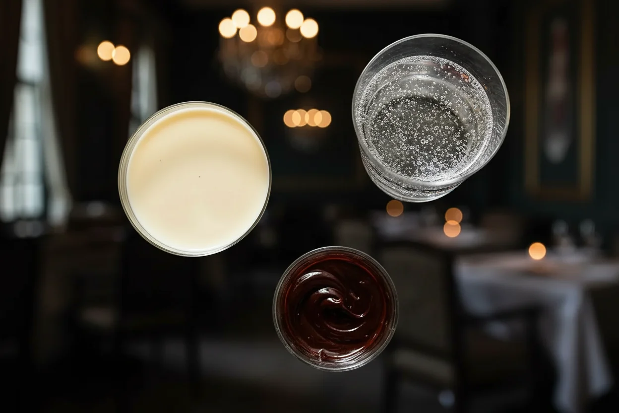 Ingredientes da Egg Cream em tigelas