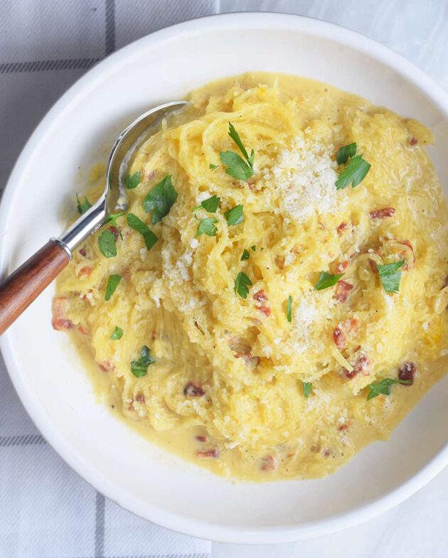 Receita de Carbonara de Abóbora Espaguete