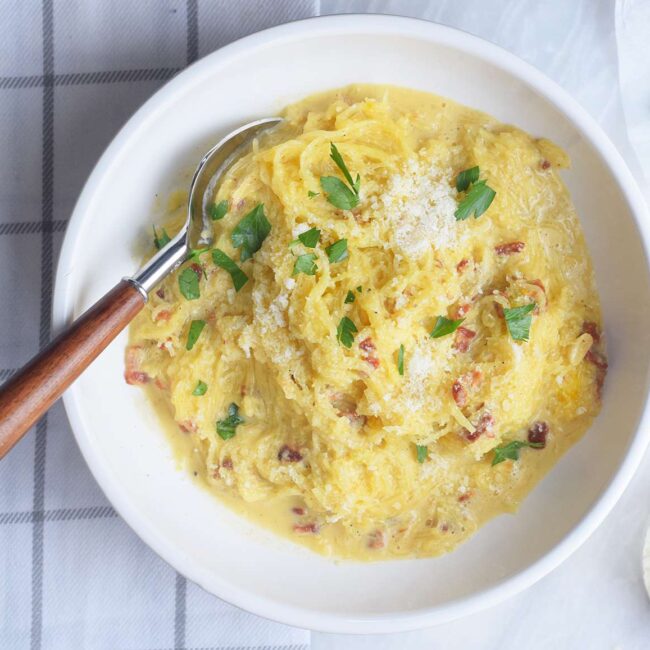 Receita de Carbonara de Abóbora Espaguete