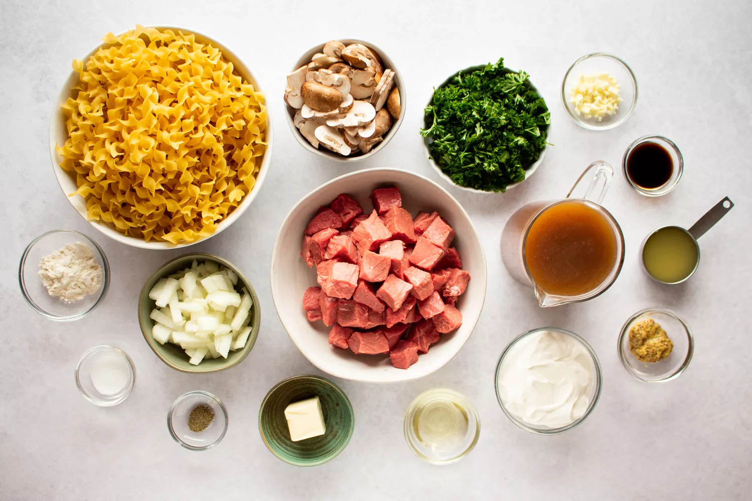 Ingredientes do Beef Stroganoff na Panela de Pressão