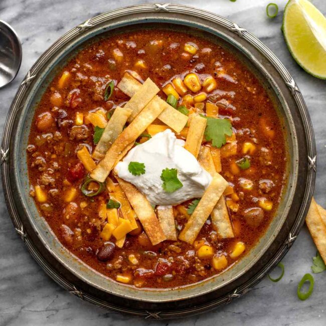 Receita de Sopa de Taco na Instant Pot.