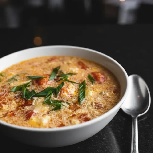 Sopa de Tomate com Ovos.